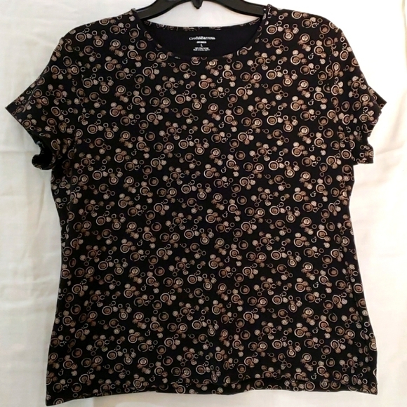 Croft & Barrow Crew Neck SS Tee Black & Tan L VGUC - Picture 8 of 8